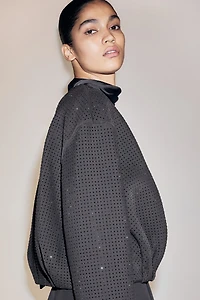 Rhinestone-embellished bomber jacket