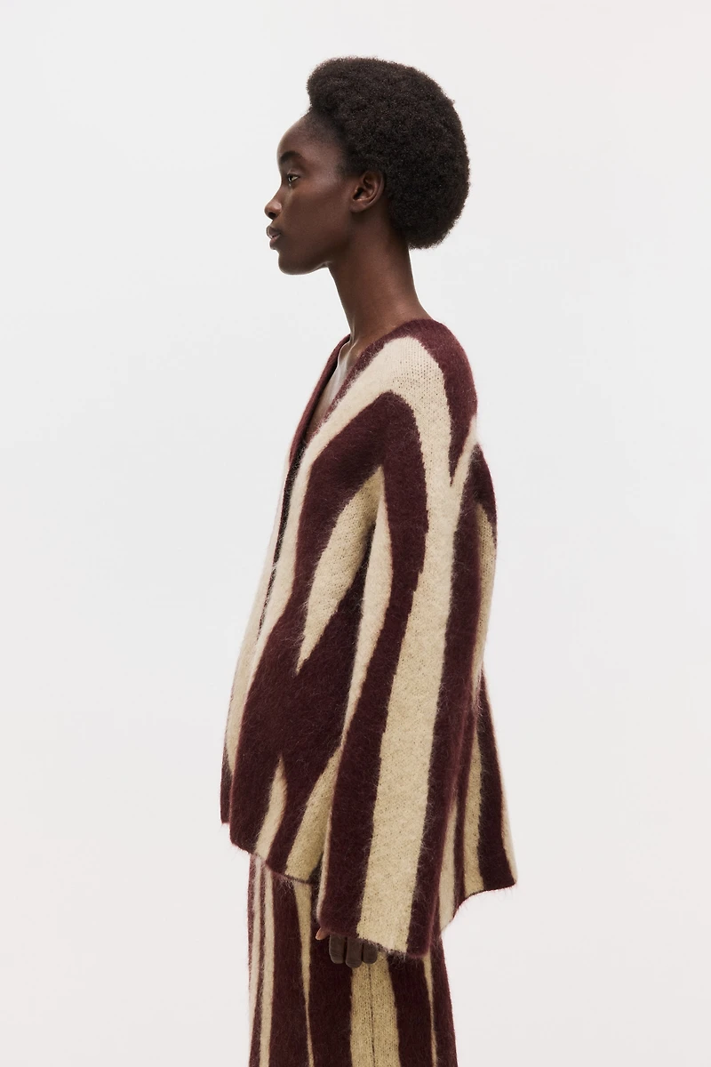 Jacquard-Knit Mohair-Blend Cardigan