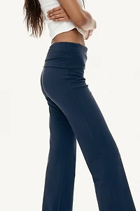 Foldover-Waist Cotton Pants