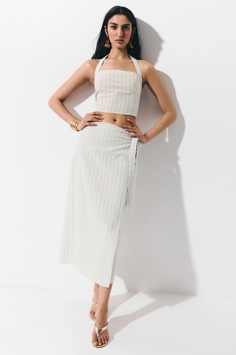 Linen-Blend Halterneck Top