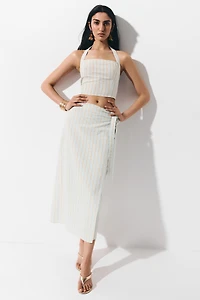 Linen-Blend Halterneck Top