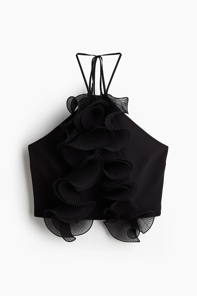 Ruffle-Trimmed Halterneck Top