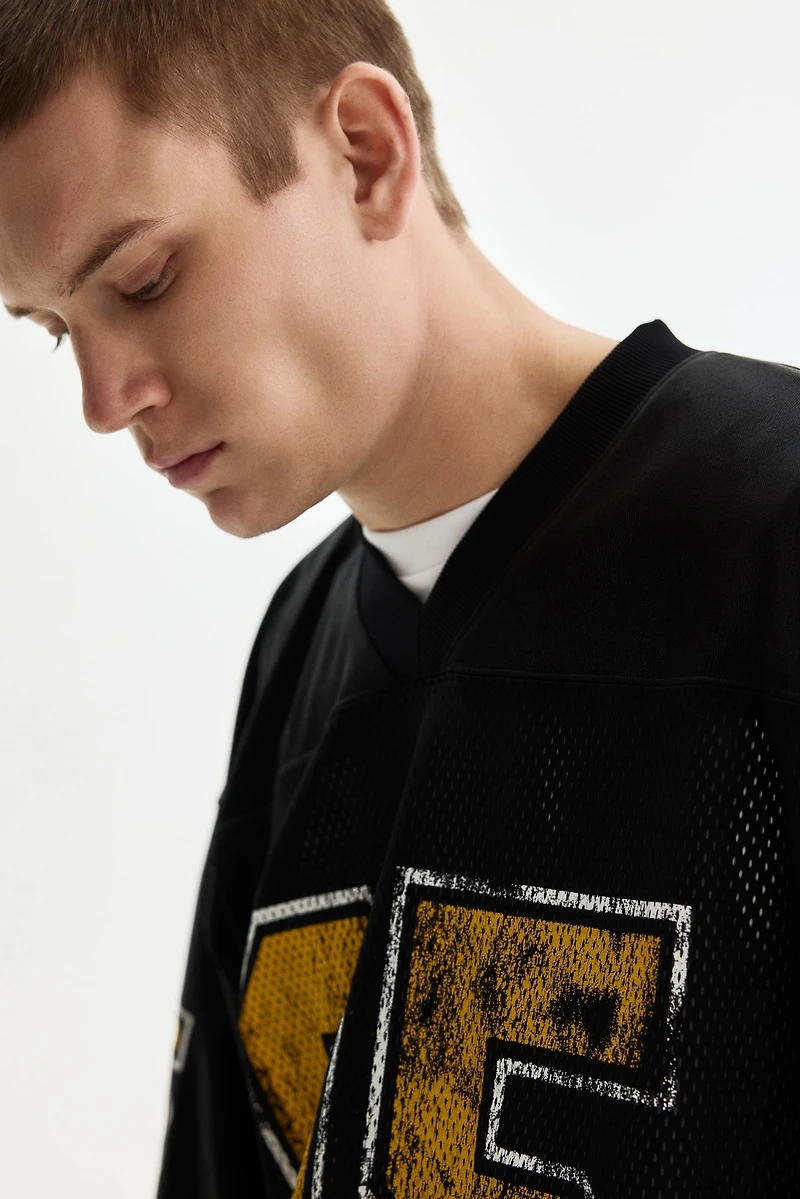 Oversized Printed Mesh T-Shirt