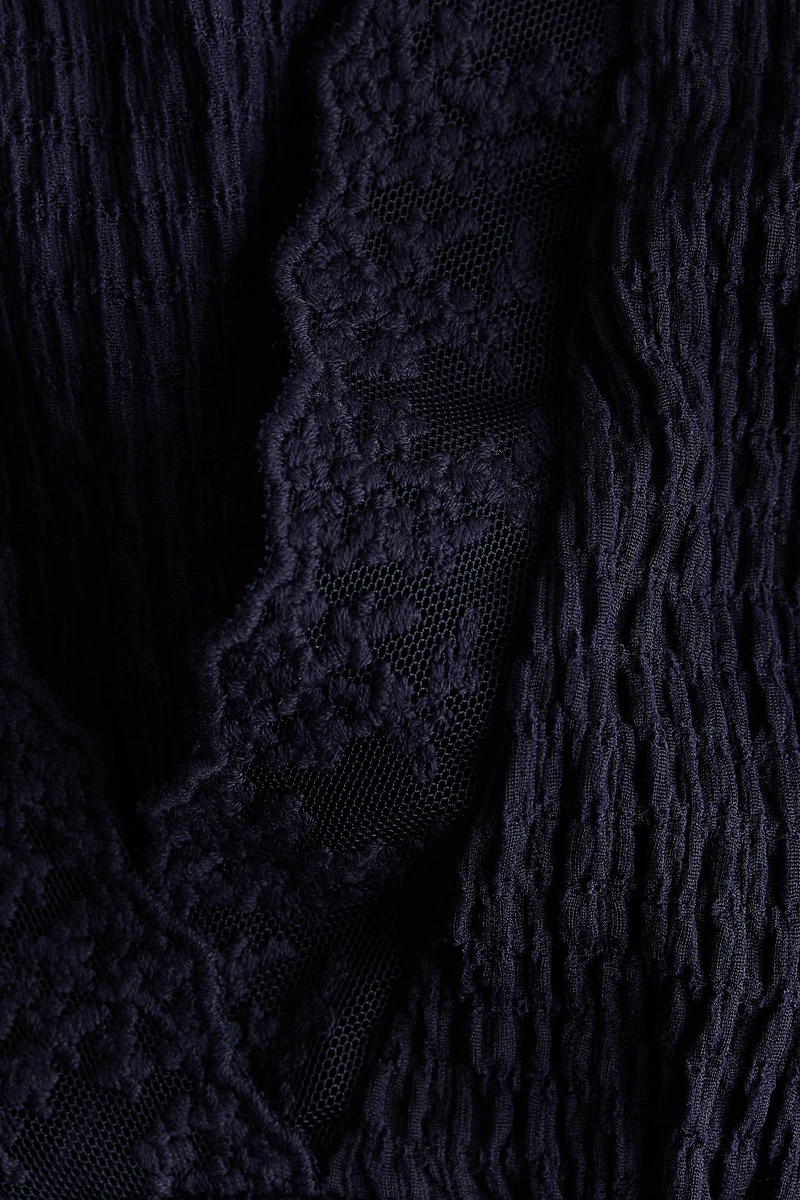 Lace-Trimmed Smocked Top