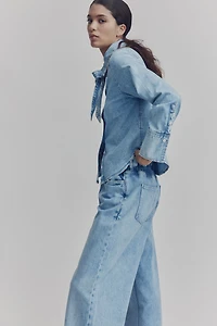 Jean large à ceinture plissée