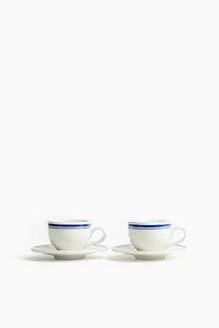 Lot de 2 tasses à expresso avec soucoupes