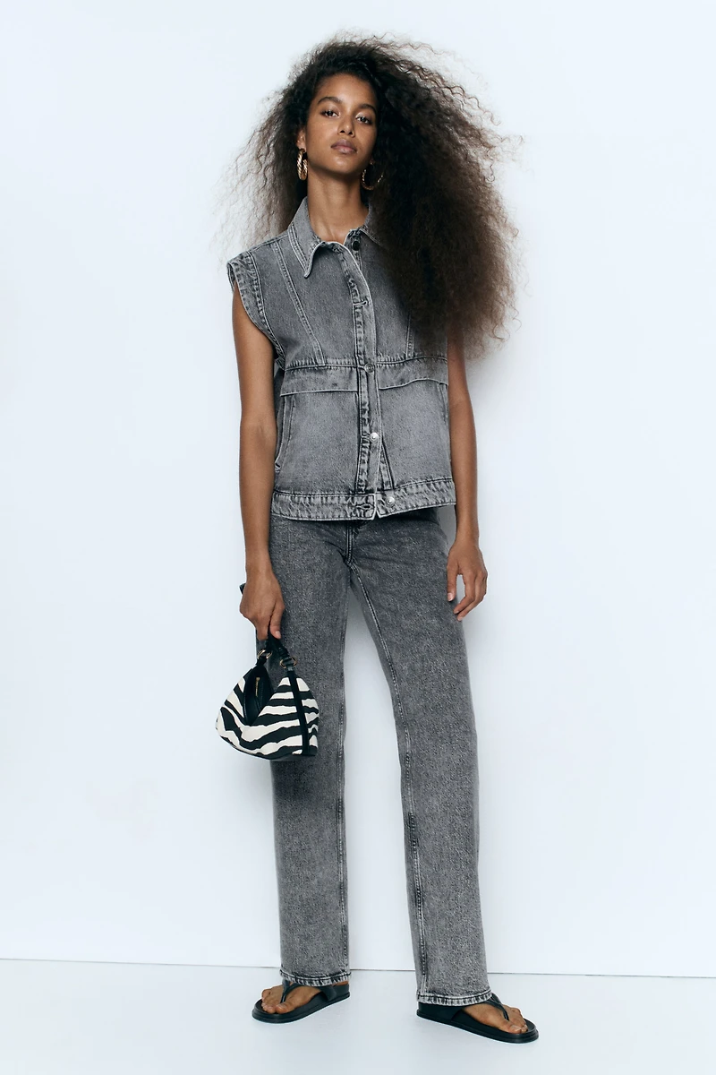 Veste sans manches ample en denim