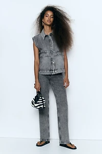 Veste sans manches ample en denim