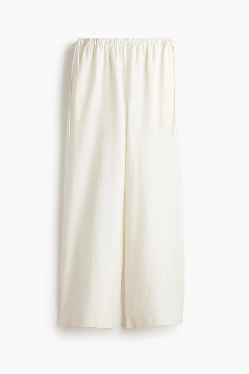Linen-Blend Drawstring Pants