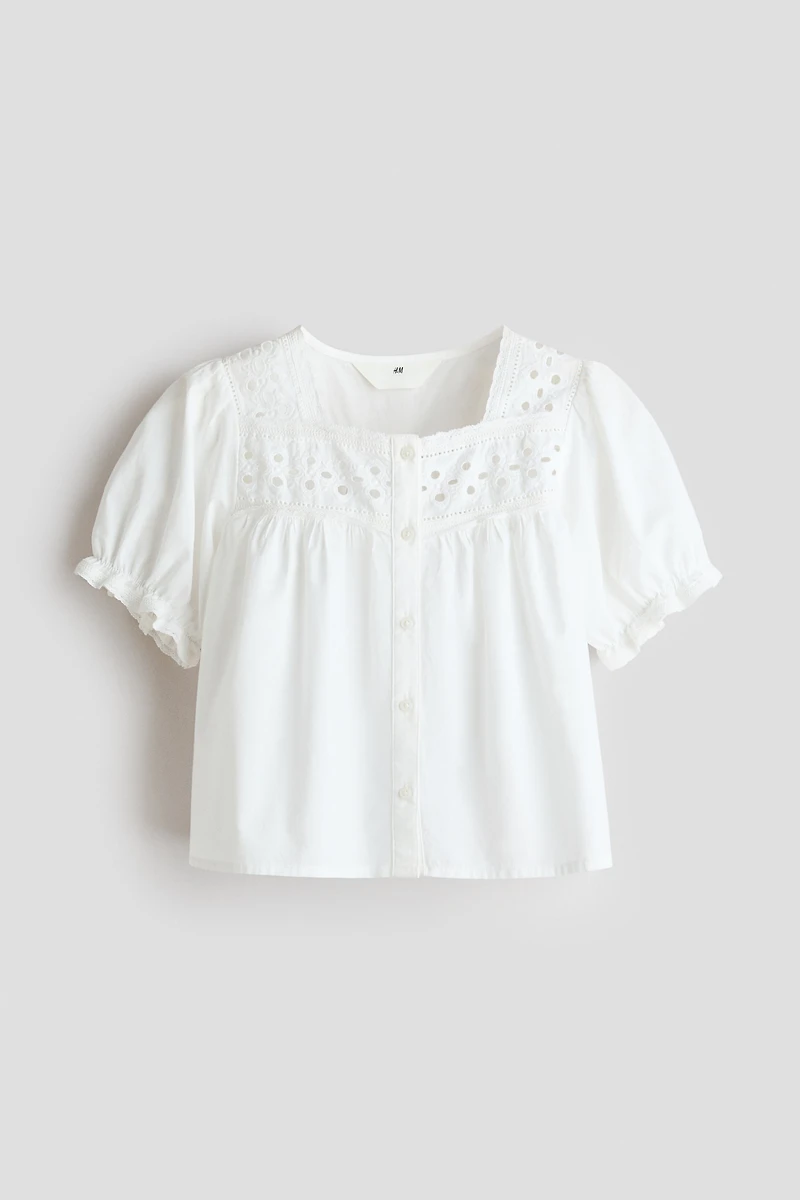 Blouse en coton avec manches bouffantes