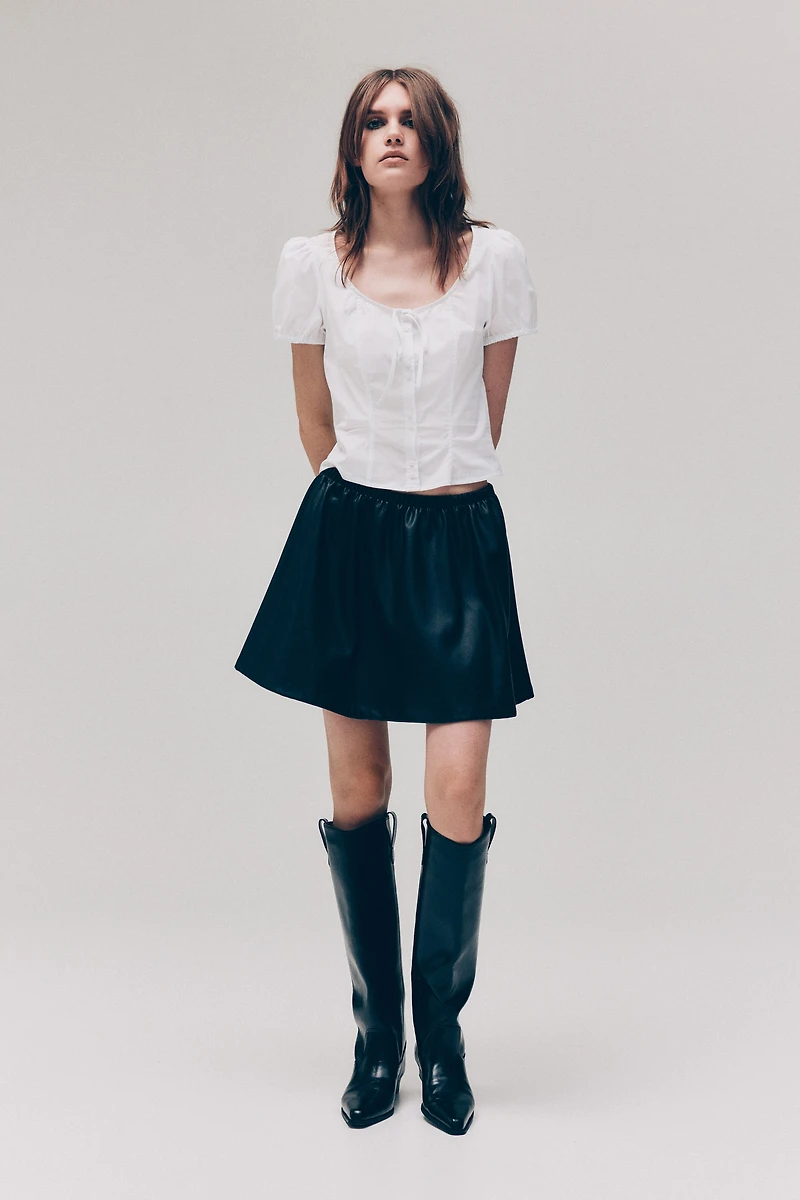 Puff-Sleeved Poplin Blouse