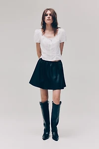 Puff-Sleeved Poplin Blouse