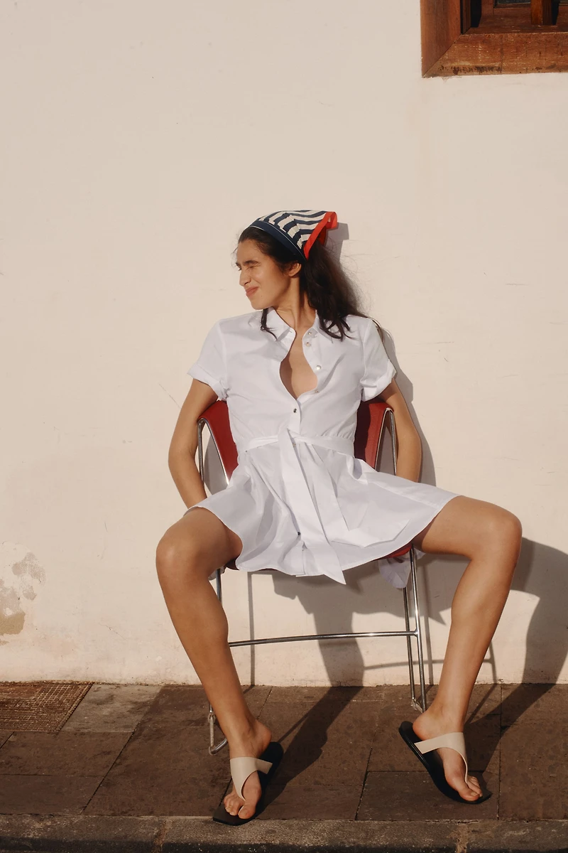 Tie-Belt Shirt Dress
