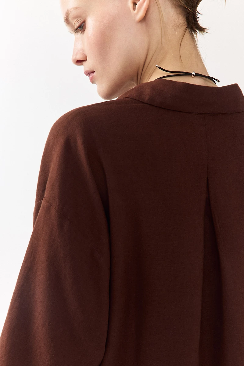 Oversized Linen-Blend Shirt