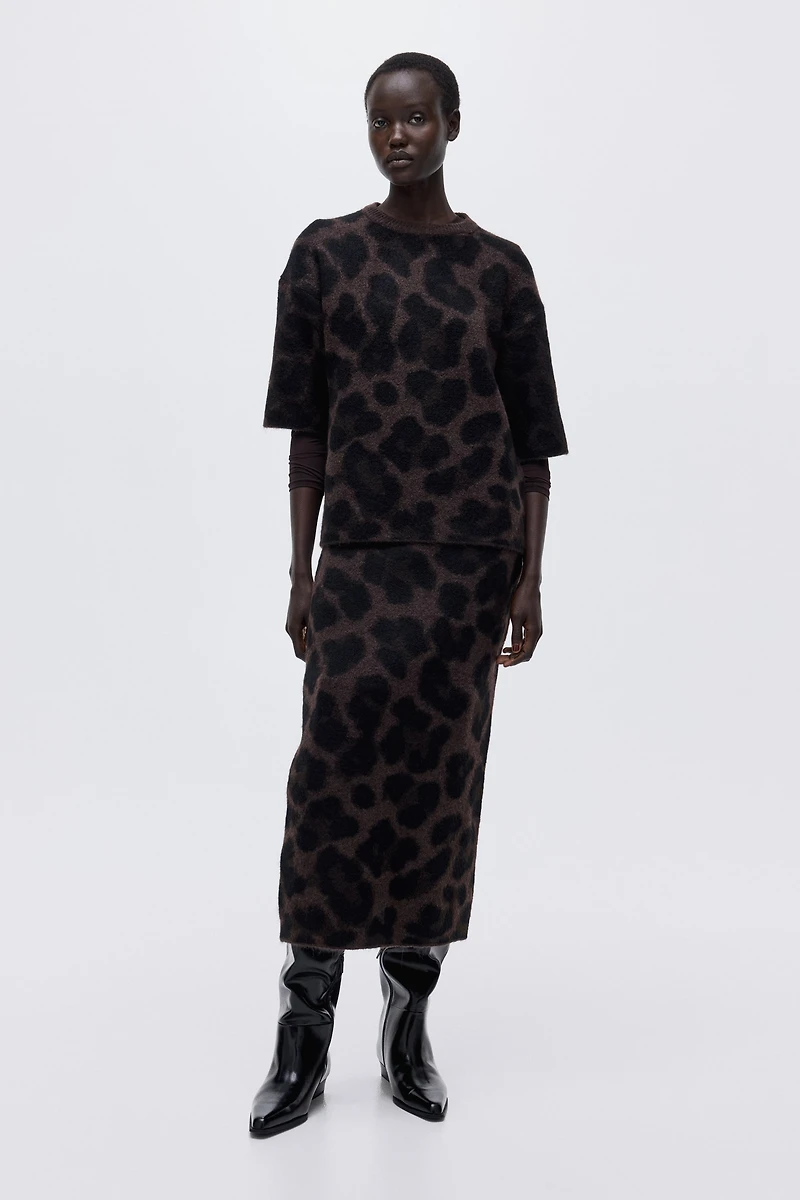 Chandail carré en tricot jacquard