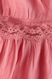 Lace-Trimmed Peplum Top