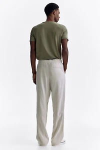 Relaxed Fit Linen-Blend Pants