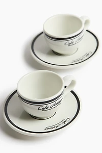 2-Pack Porcelain Espresso Cups with Saucers