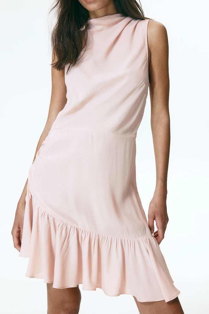 Ruffle-Trimmed Crêpe Dress