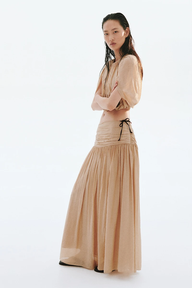 Gathered Crêpe Skirt