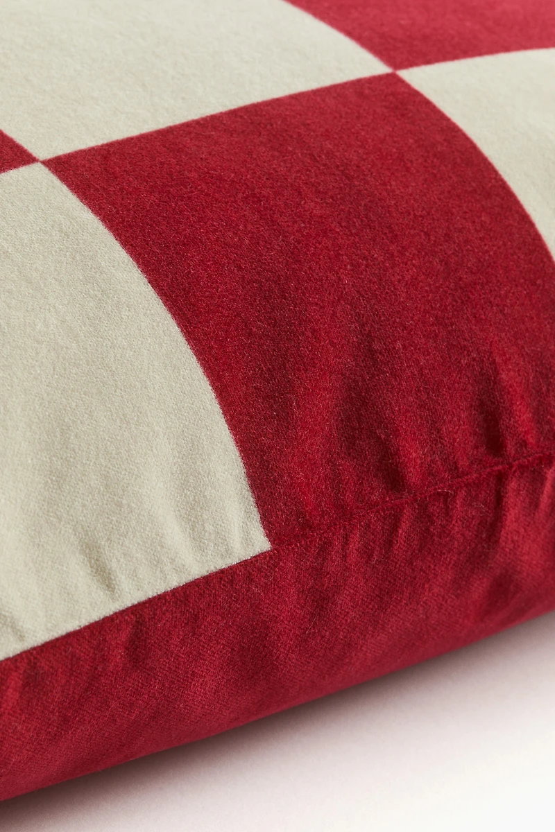 Housse de coussin en velours à carreaux