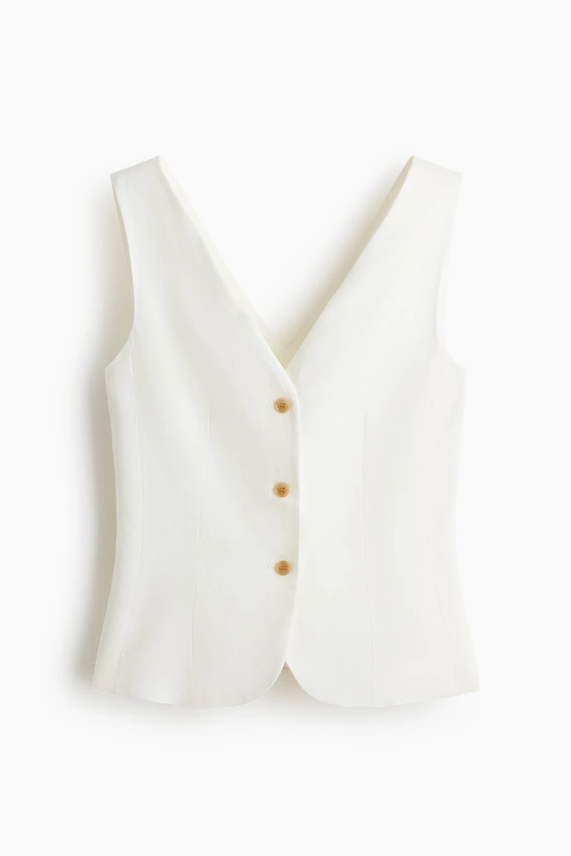 Gilet sans manches en lin mélangé