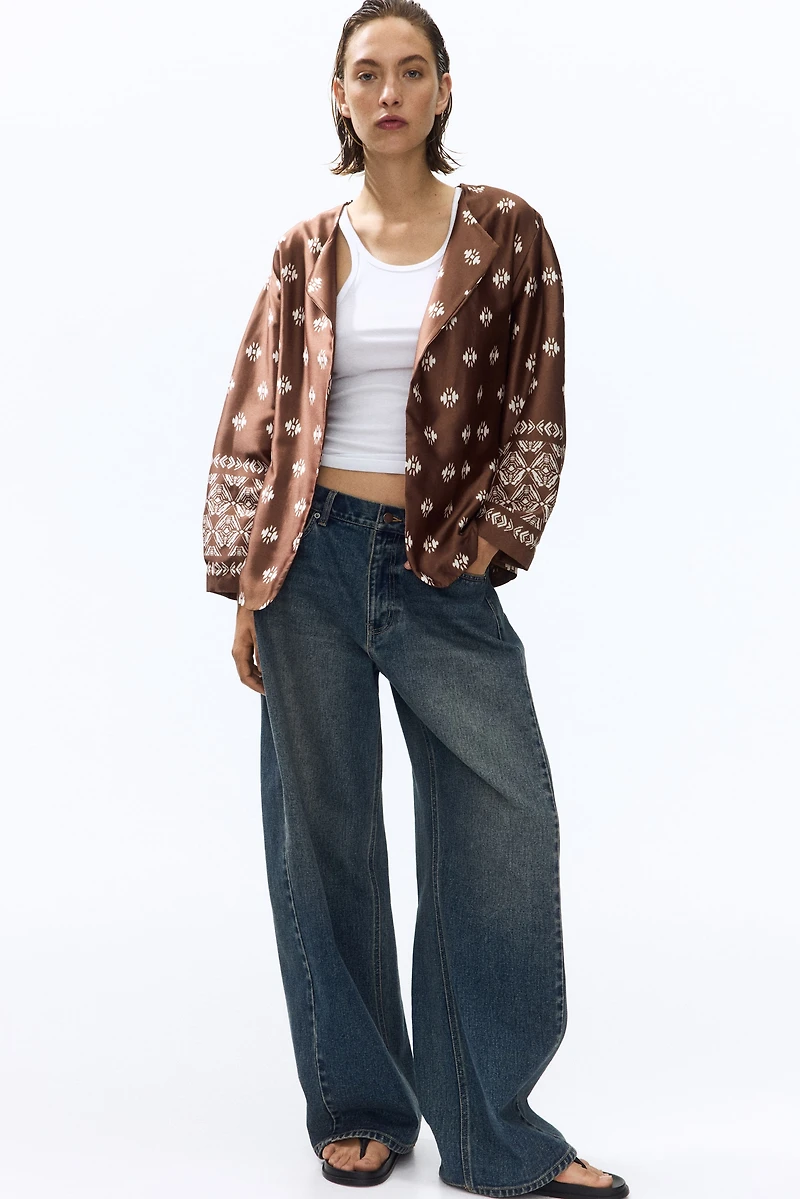 Tie-Belt Satin Jacket