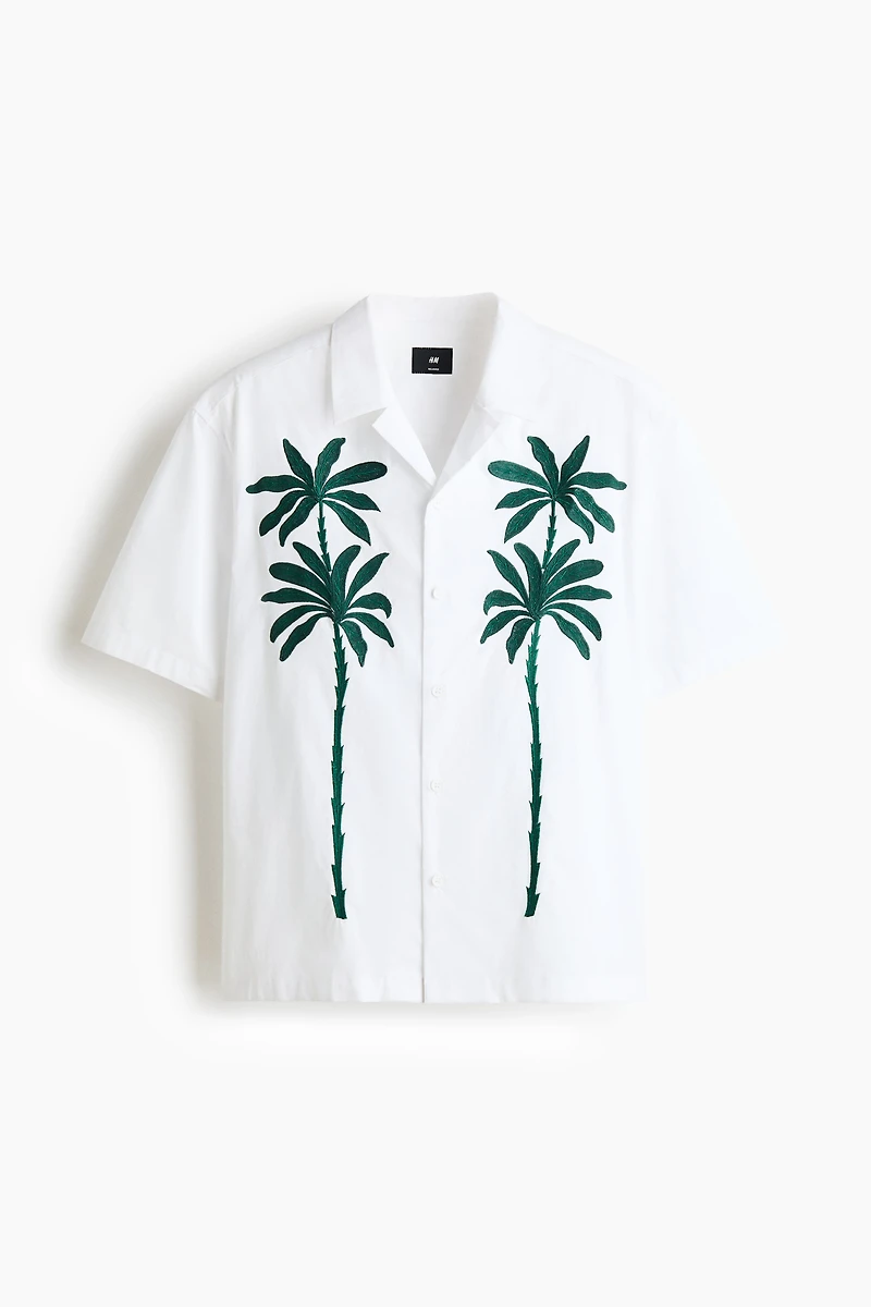 Relaxed-Fit Embroidered-Motif Resort Shirt
