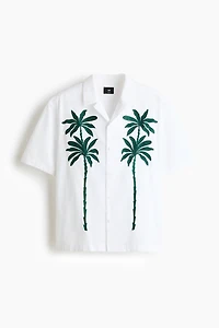 Relaxed-Fit Embroidered-Motif Resort Shirt