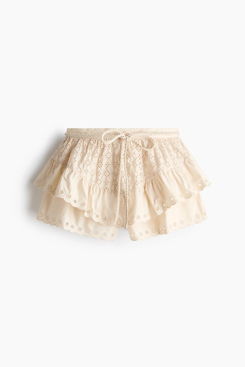 Eyelet-Embroidered Cotton Shorts