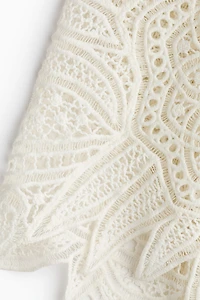 Linen-Blend Skirt with Eyelet Embroidery