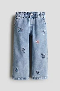 Wide-Leg Jeans with Motif