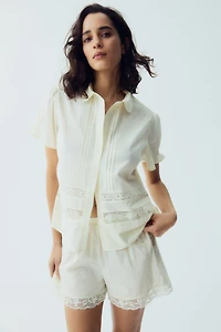 Lace-inset cotton pyjamas