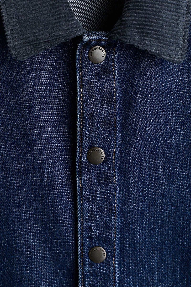 Denim Jacket with Corduroy Collar