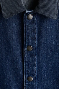 Denim Jacket with Corduroy Collar