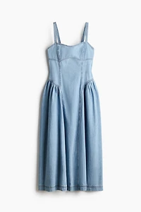 Flared-Skirt Denim Dress