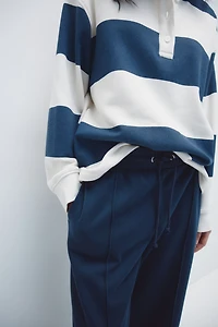 Wide-Leg Crease-Front Sweatpants