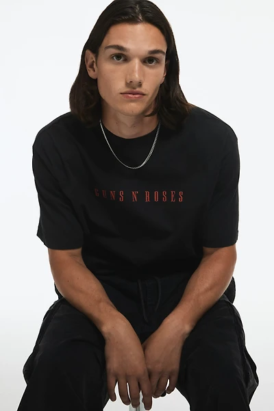 Loose Fit Vintage-Look Printed T-Shirt