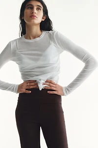 Foldover-Waist Cotton Pants