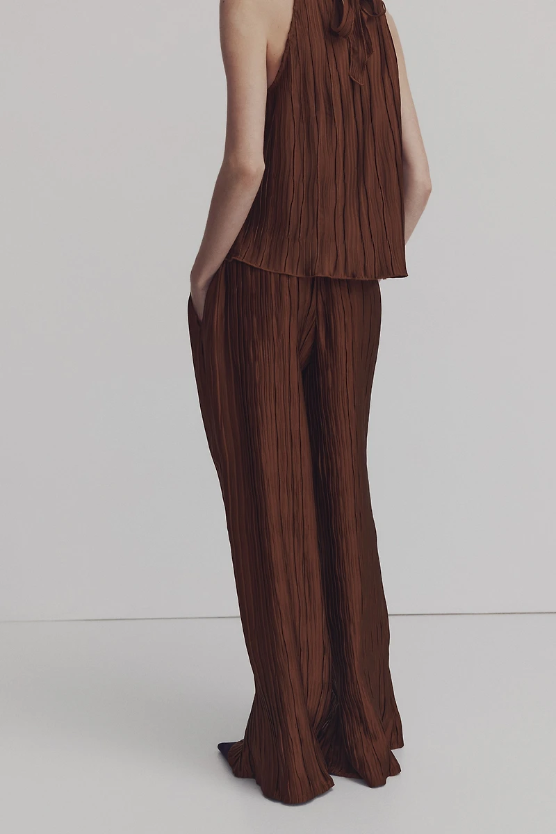 Pantalon froissé avec taille élastique