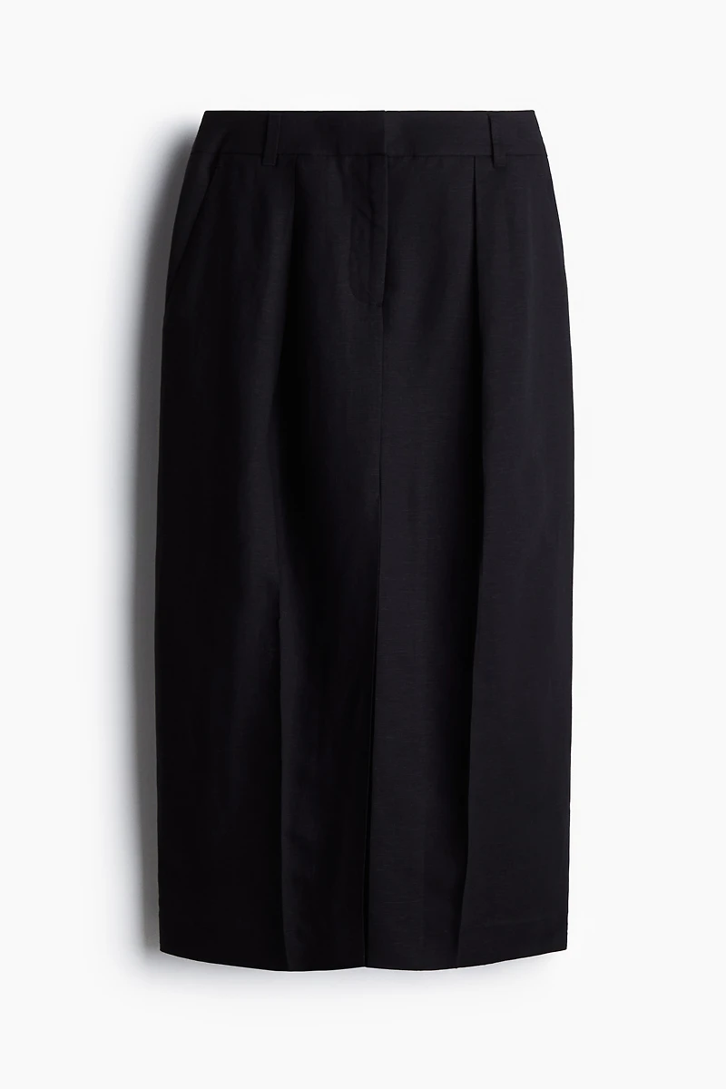 Linen-Blend Pencil Skirt