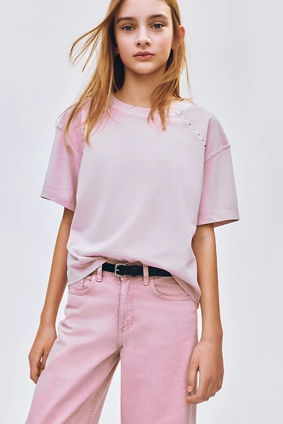 Washed-Look Studded Top