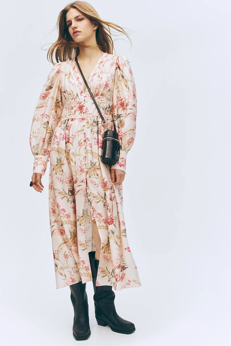 Button-Front Viscose-Blend Dress