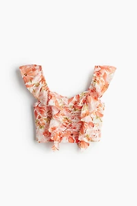 Blouse courte en lin mélangé