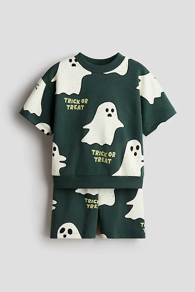 2-Piece Printed Sweatshirt and Sweatshorts Set