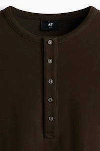 Slim-Fit Ribbed Henley Shirt