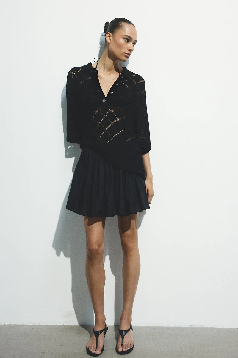 Crochet-Look Polo Shirt