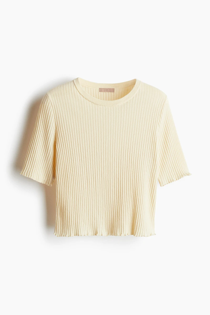 Linen-Blend Rib-Knit T-Shirt