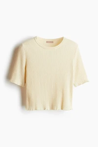 Linen-Blend Rib-Knit T-Shirt