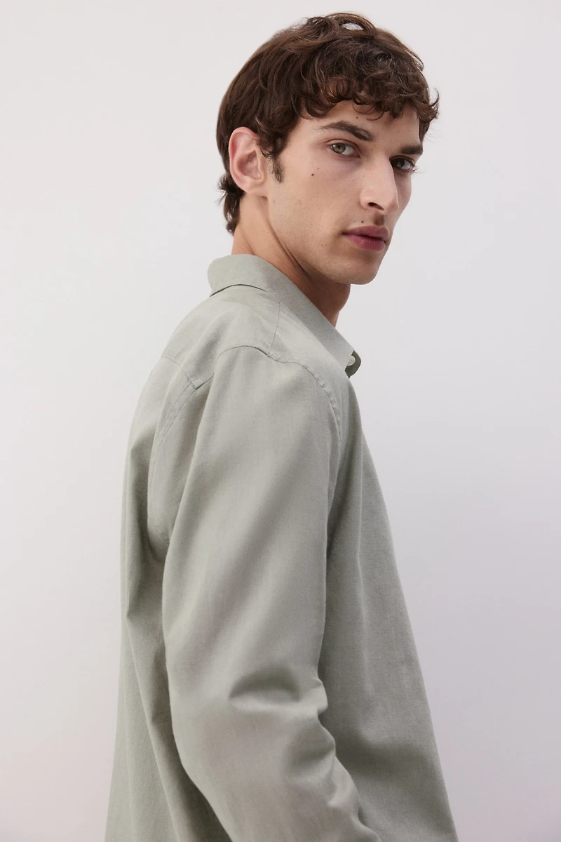 Regular-Fit Linen-Blend Shirt